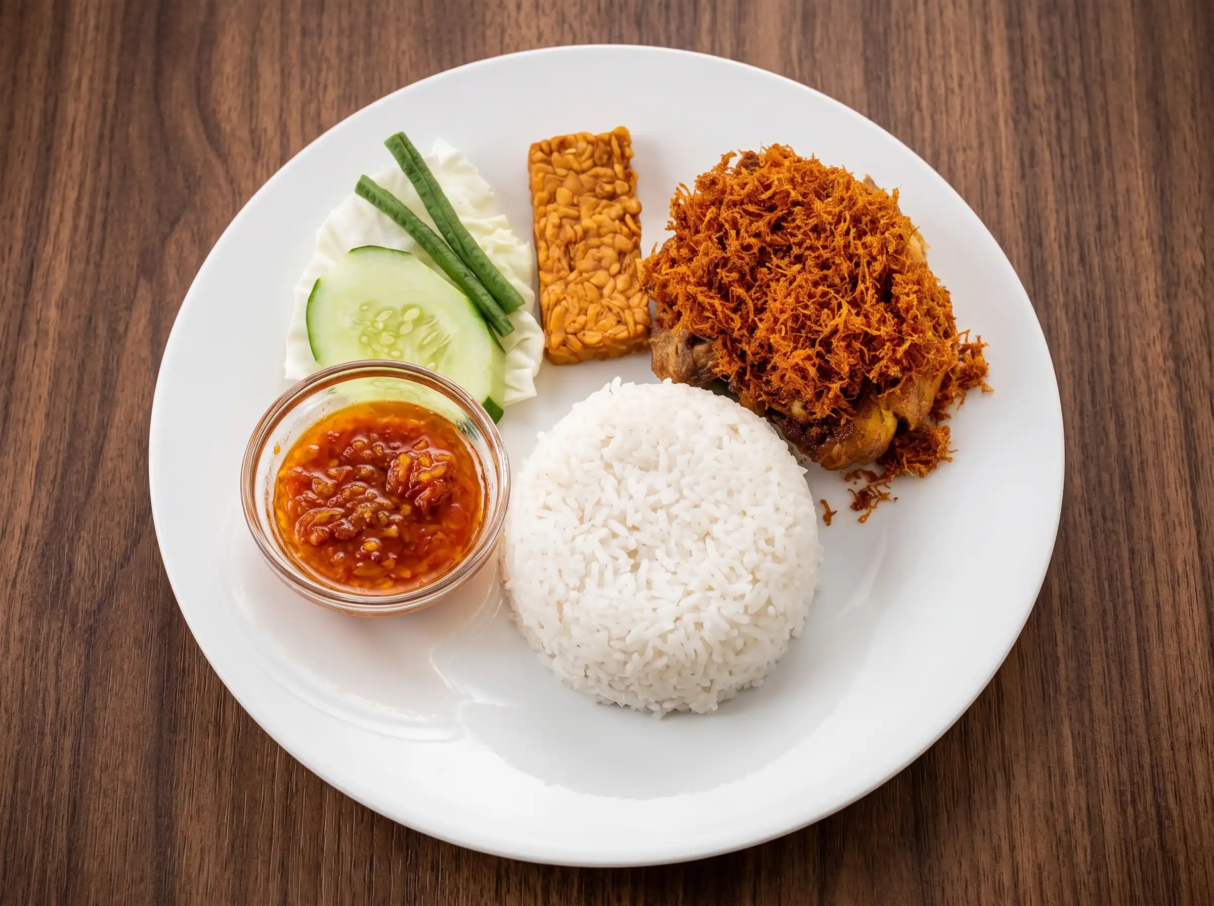 Nasi Putih Ayam Goreng Serundeng